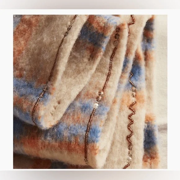 Free People Highland Plaid Scarf, Skinny Plaid Scarf, Color: Ivory-Combo - Picture 3 of 7